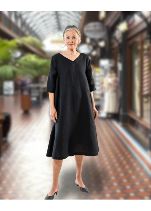 Eva's Sunday | Ottie Dress | Black | 100% Linen